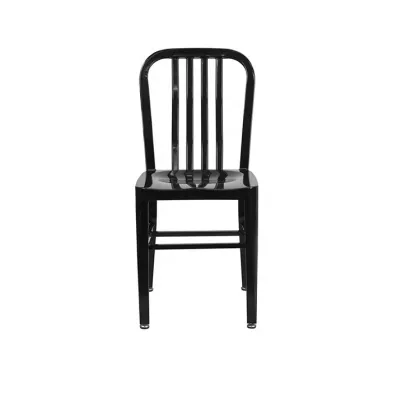 Stackable Antique Industrial Navy Chairs - Metal Dining Chairs for Events