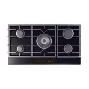 High-Quality 5 Burner Tempered Glass Gas Hob with Chimney