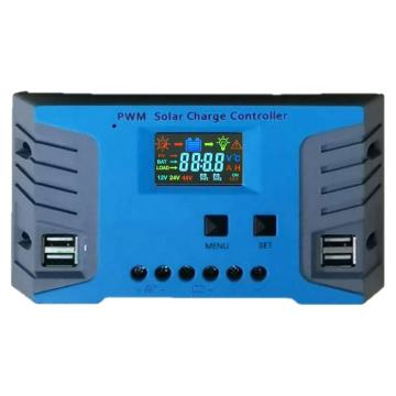 LCD Display Solar System Controller: 5V 2A USB & 12V/24V Solar Panel Control with 10A-60A Amp Ratings