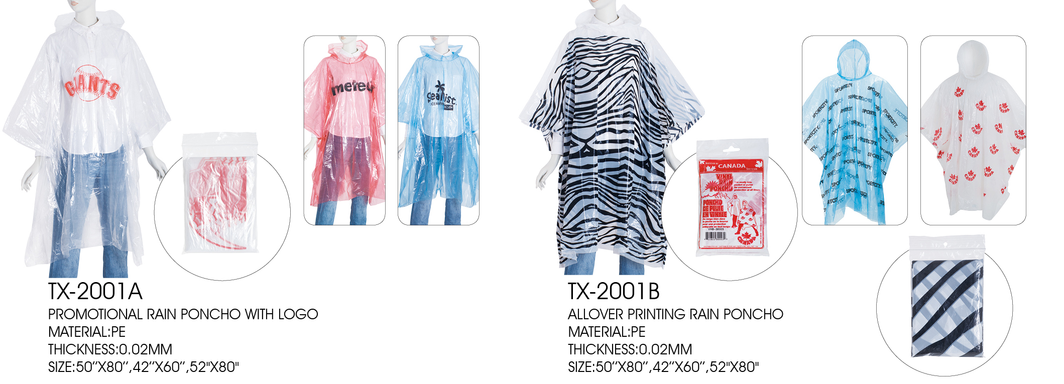 pe cheap poncho with customer's logo