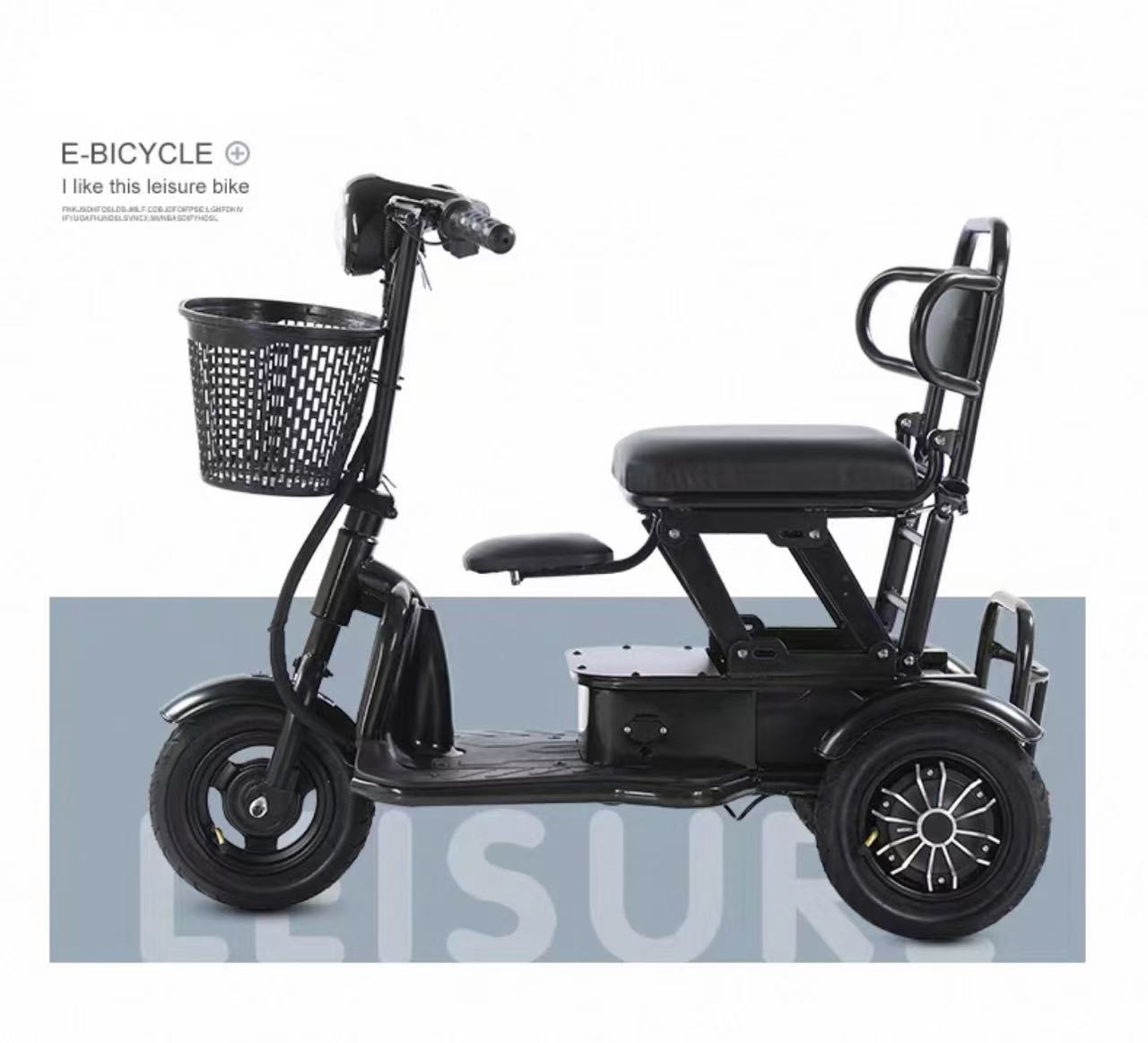 Folding electric tricycle,and portable for two people