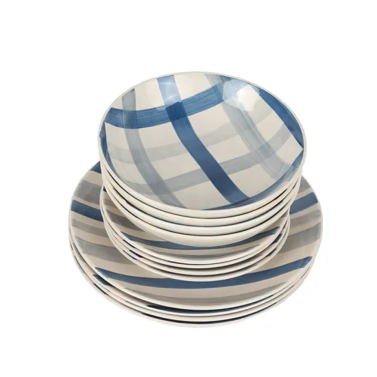 Luxury tableware porcelain pad printing kitchen dinnerset 12 pcs dinnerware ceramic dinner set