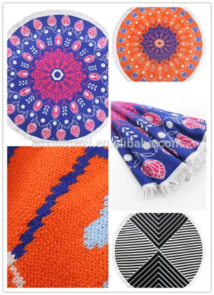 China Suppliers OEM Round Bach Towels with Fringe ,Round Blankets