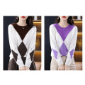 Pull en tricot en diamant colorblock vintage