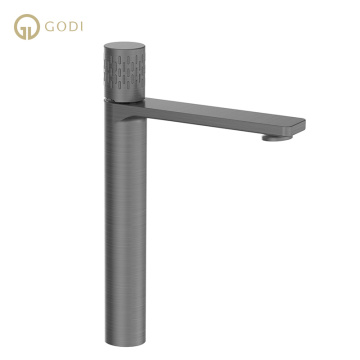 GODI Gun Grey Bathroom Decked Hot and Cold Tap Tops Basin Faucet Mixer Taps