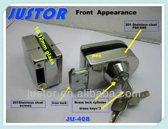 glass door locks with three normal brass keys