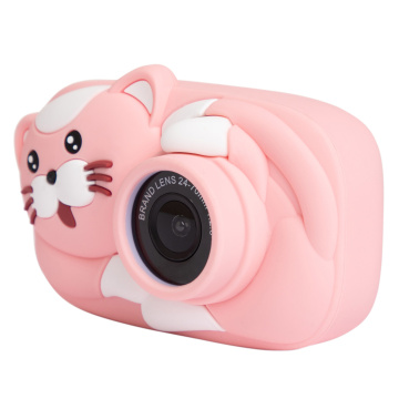 Christmas Gift Children 2600W HD Digital Camera Cute Cartoon Bear Shape 2.4 Inches IPS Screen Mini Camera Toy Gift For Kids
