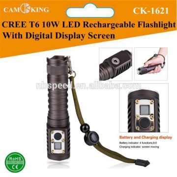 CREE XM-L T6 LED Rechargeable Flashlight, digital display screen flashlight,1x18650 rechargeable battery flashlight