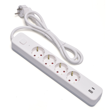 EU Power Strip Socket Surge Protector Extension Cord with USB-C Port