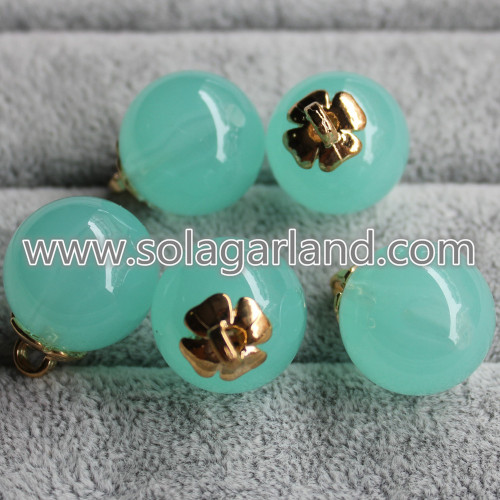 19MM&24MM Acrylic Round Beads Pendants With Gold Loop