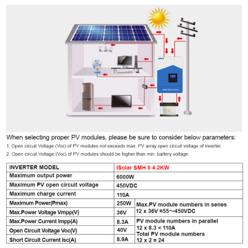 High Voltage PV Hybrid Solar Inverter: 6000W, 24V