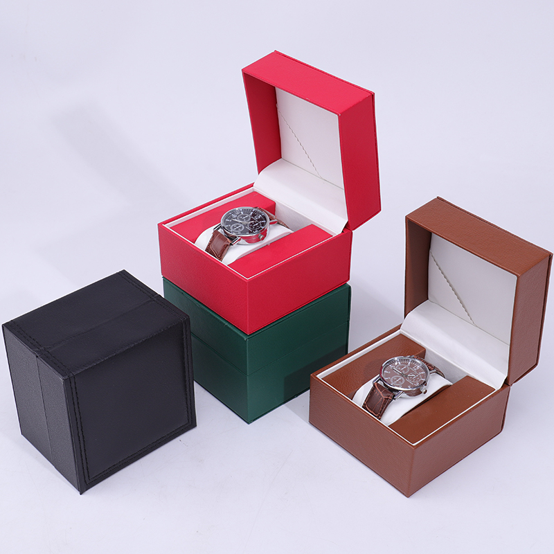 Custom Logo Red Black Watch Leather Gift Box