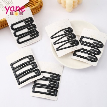 New Arrival Women's Classical Black Hair Clip Set - 3 Pcs Metal Hair Ornament