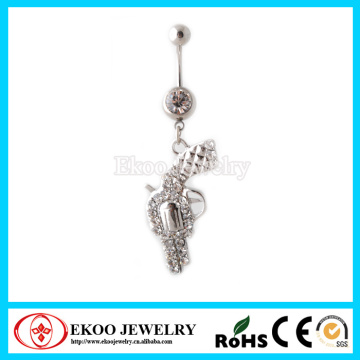 Gun Style Crystal Body Piercing Navel Belly Button Rings