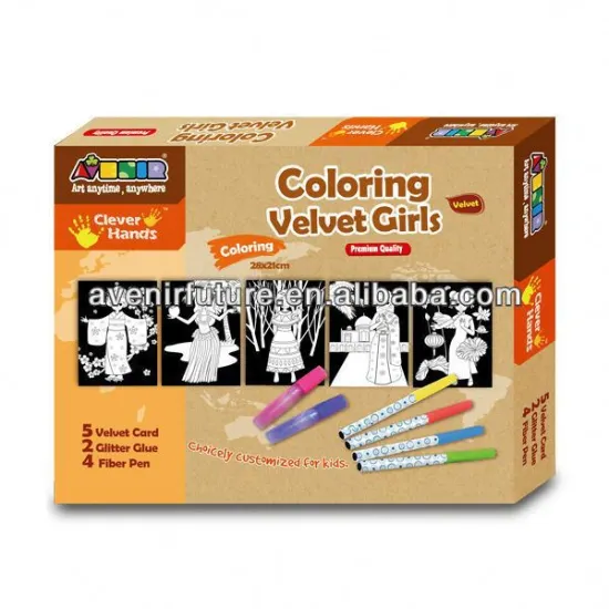 Coloring Velvet Set for Boys/Girls - Kids Art Paint - OEM also Welcome