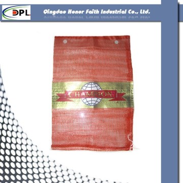 Red PP leno mesh bag with lable can be customized