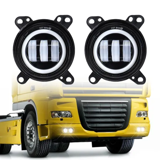 12V DRL 4 Inch Fog Lamp with Halo Ring - Waterproof LED Car Driving Light