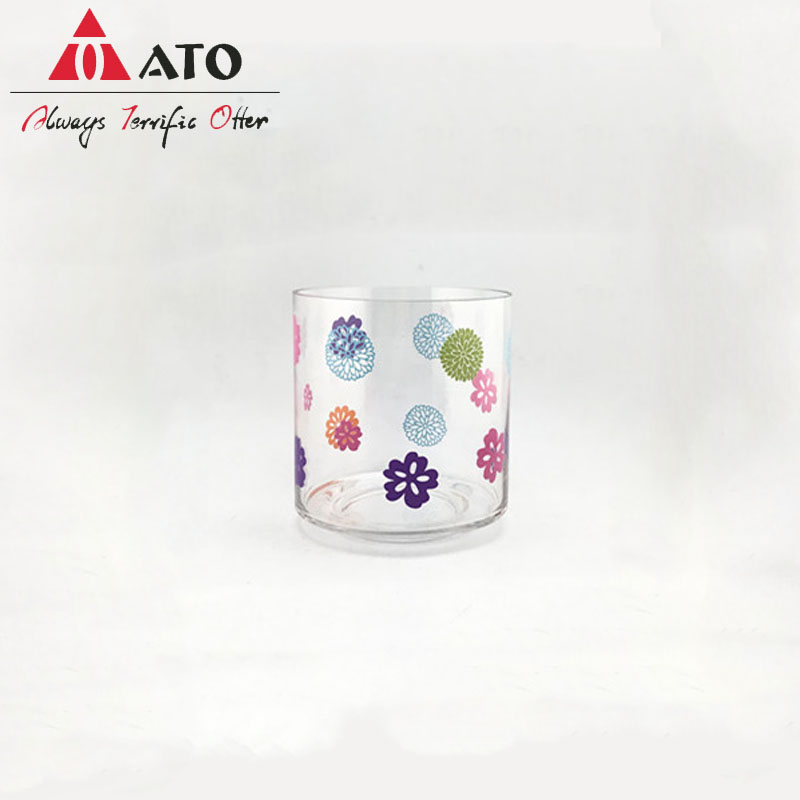 Jarrón transparente de ato con jarrón de vidrio de calcomanía de flores