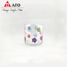 ATO Clear vase with flower decal glass vase