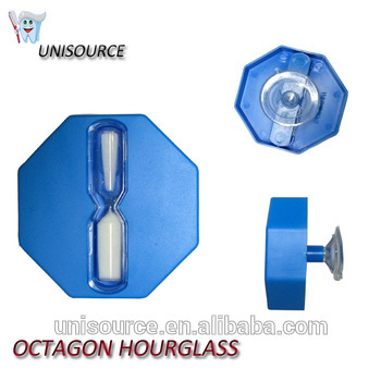 Octangle shape suction on back plastic sand hourglass timer