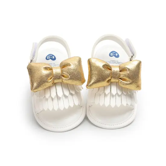 Wholesale Newborn Baby Girl Soft Sole PU Leather White Shoes