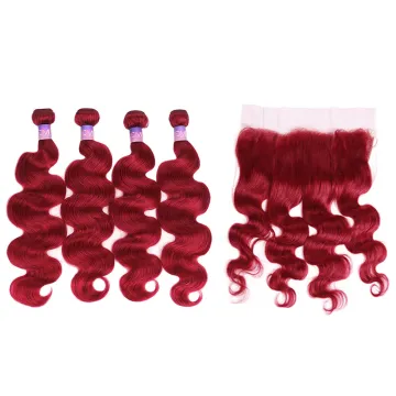 ruimei best quality red burg color 100% human hair extension bundles brazilian virgin