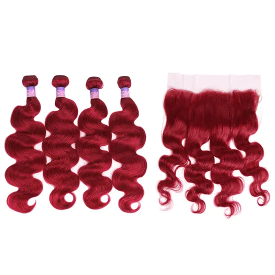 ruimei best quality red burg color 100% human hair extension bundles brazilian virgin