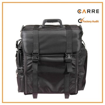 soft sided rolling professional trolley nylon makeup case with drawers