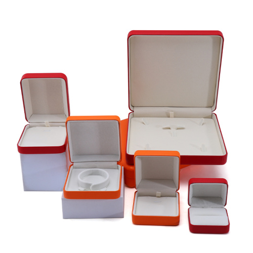 Custom Logo Deep Orange PU Leather Jewelry Box