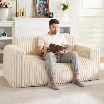 Plush Two-Seat Bean Bag Sofa Chair with Armrest for Adult Comfort in Living Room
