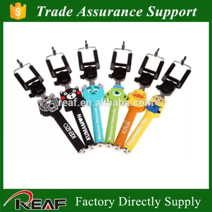 Wired Cable Take Selfie Monopod,extendable selfie stick,fashion cartoon selfie stick