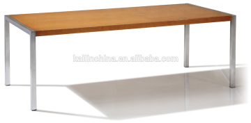 T21 modern stable factory direct sell custom made green material metal powder coated leg wood melamine top tea coffee table