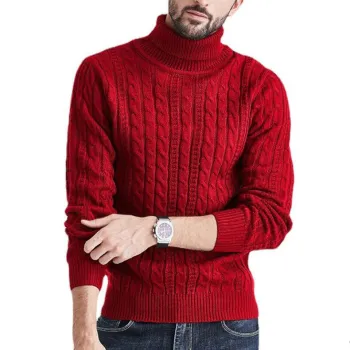 Spring Warm Solid Color Knitted Pullover Sweater for Men