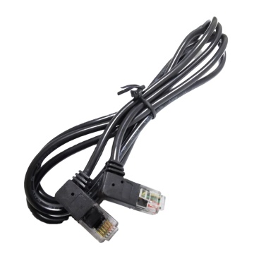 कस्टम लंबाई 90 डिग्री सही कोण RJ45 ईथरनेट केबल - ब्लैक लैन पैच कॉर्ड 24/64 26AWG