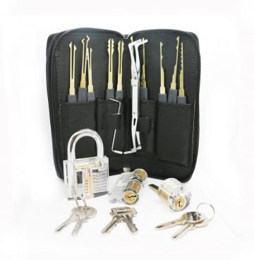3pcs Clear Practice Lock With 24pcs Locksmith Supplies
