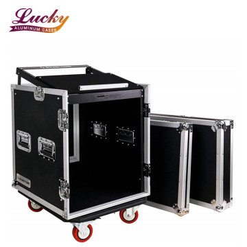 12-space PA/DJ PRO Audio Rack/Road Case met schuine mixer top