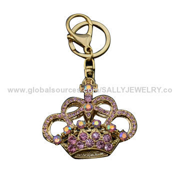 Diamante Purple Rhinestone Crown Keychain, Various Designs are Available