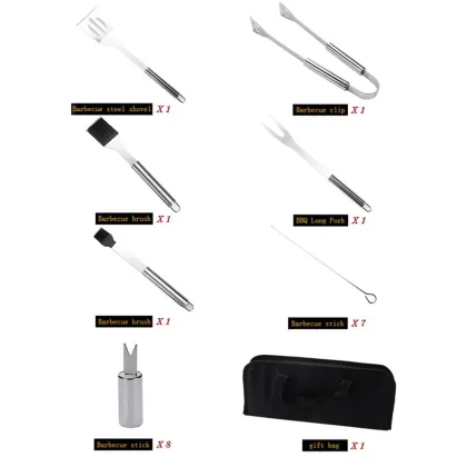 Stainless Steel Kitchen Tools Multipurpose Convenient Barbecue Set with Cookout Clip for BBQ Grills bbq grill tools