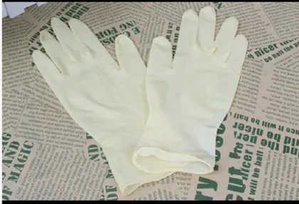 White disposable rubber gloves