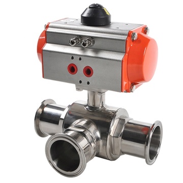 3 Way Stainless Steel Food Grade Sanitary Tri-Clamp Ball Valve and Pneumatic Actuated Valve
