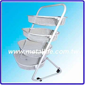 KW-110-4 4 tiers kitchen cart vegetable and fruit storage trolley wire basket cart rack