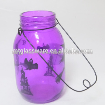 2015 machine blowin holiday holloween glass purple colored candle holder