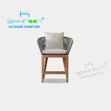 Modern Luxury Teak Wood Garden Bar Chair - Outdoor Barstool for 2022