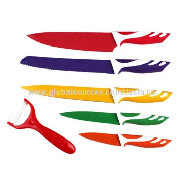 Kitchen Knife Set, Gift Box, Color Knives with Ceramic Peeler