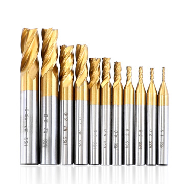 4-Flute Titanium Coated HSS End Mill CNC Router Bit for Wood and Steel Milling