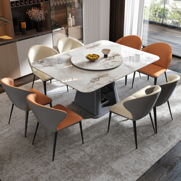 Modern Multifunctional Sintered Stone Dining Table with Wood Base for 8-12 Chairs