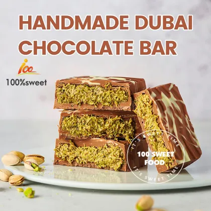 OEM Customized Handmade Chocolate Energy Bar with Big Pistachio Kataifi