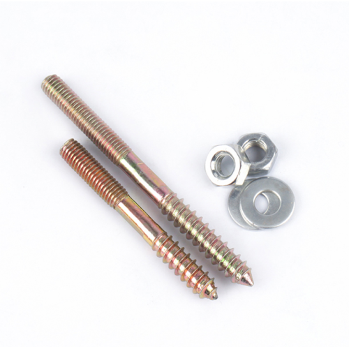 Double Head Thread Screw Brass Plated