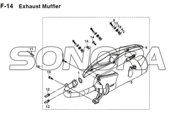F-14 Exhaust Muffler JET 14 XS175T-2 For SYM Spare Part Top Quality