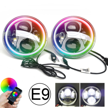 مخصصة ليل Angel Angel Eyes Color مطاردة HALO RGB LED 12V 7 بوصة REDEL LED LED ل JK